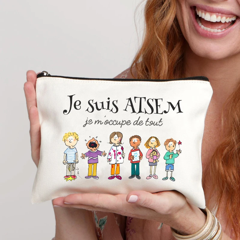 Super ATSEM Whimsical Design Makeup Bag Cute Toiletry Organizer for Travel, Perfect Gift for Educators & Childcare Professionals