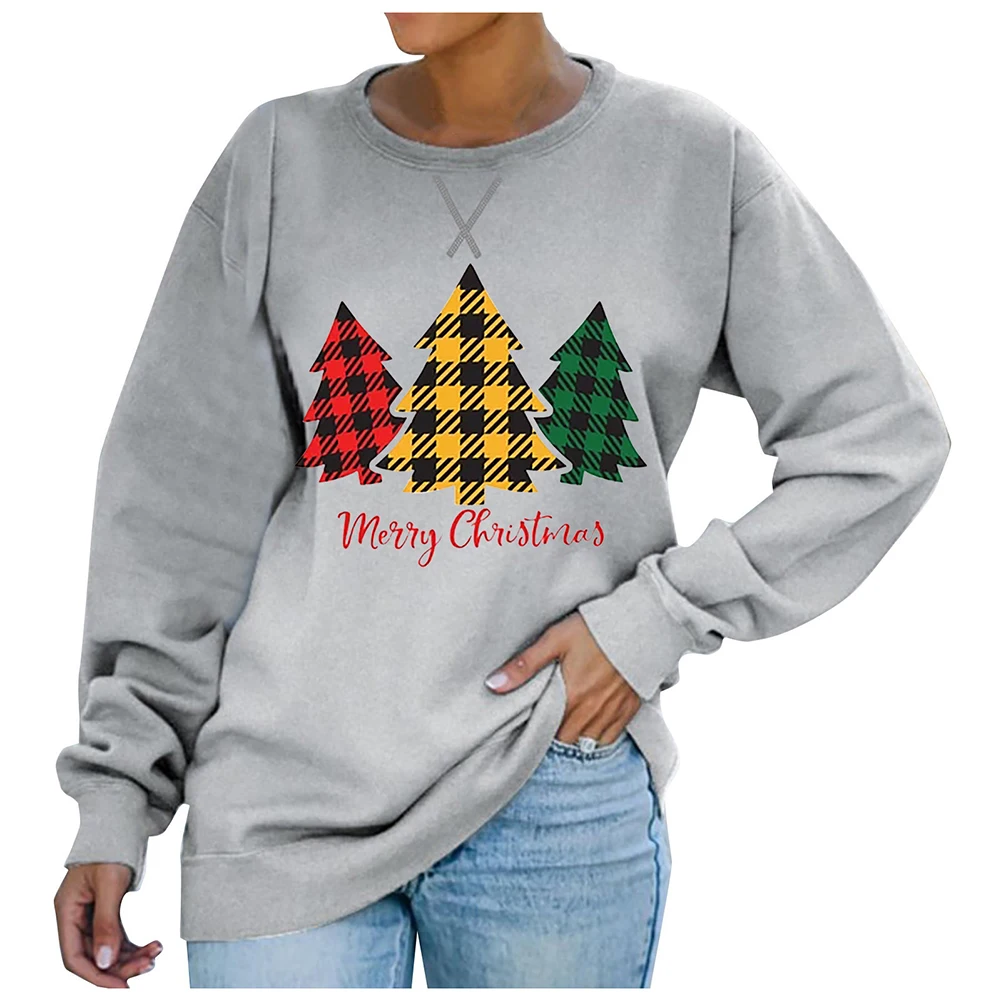 

Xmas Pullovers Autumn Woman Clothes Comfortable Fashion 3D Printed O-Neck Loose Long Sleeve Women's Sweatshirt Christmas