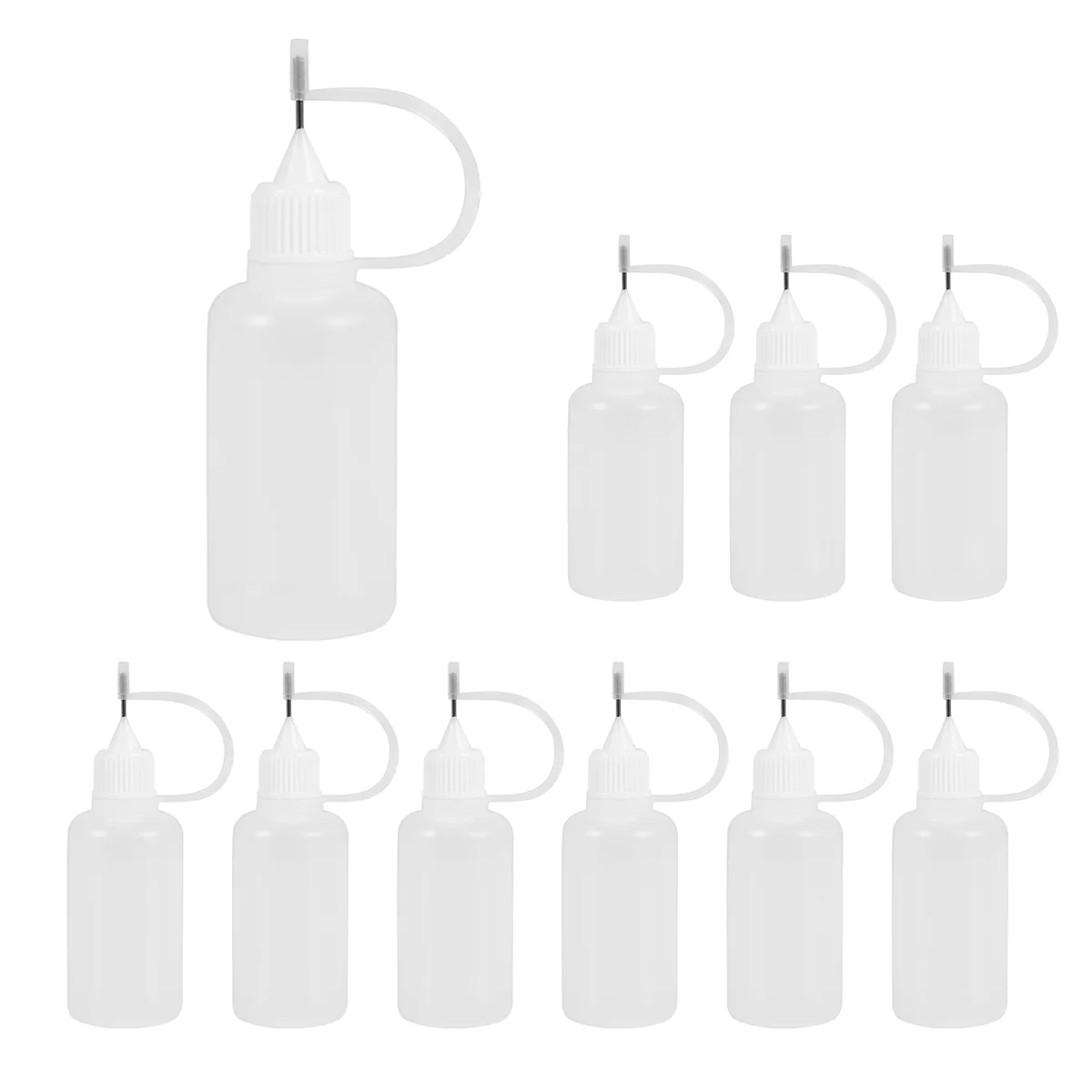 High-end 10Pcs 30Ml Plastic Squeezable Tip Applicator Bottle Refillable Dropper Bottles with Needle Tip Caps for Glue DIY