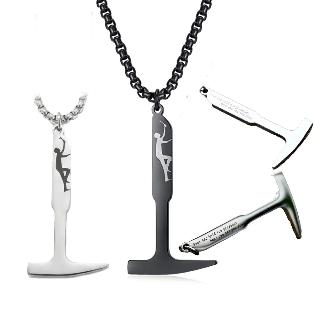 Stainless Steel Hammer Pendant Necklace Silver Black Color Men Survival In The Wild Tool Neck Hangling Jewelry Drop Shipping