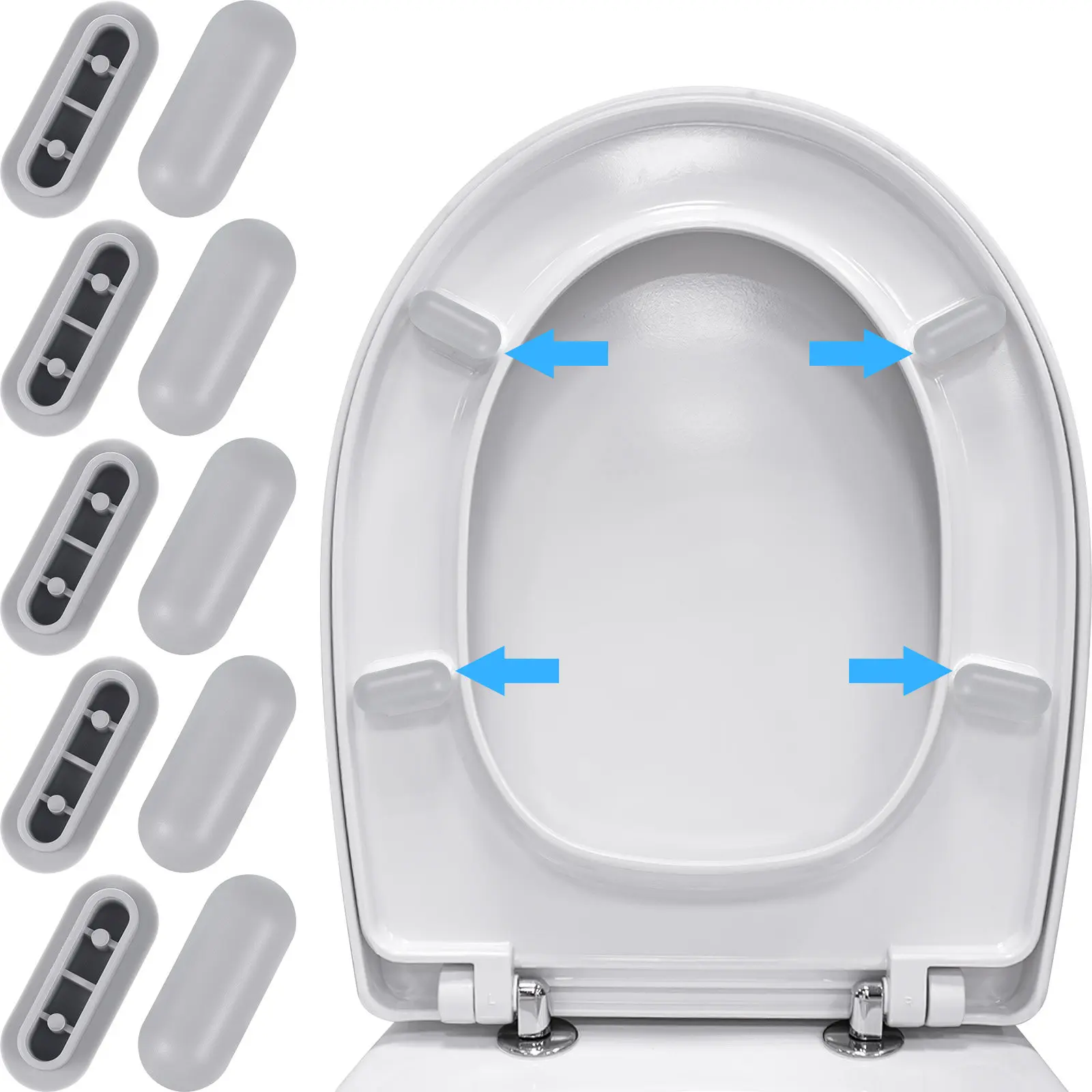 10Pcs Toilet Seat Bumper Cushioning Pad Universal Fit Self-Adhesive Gasket for Bidet Compatibility Seat Stability and Impact