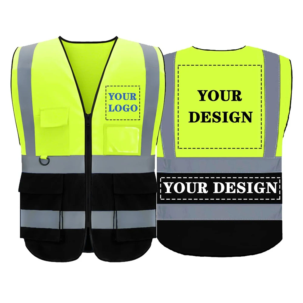 High Visibility Reflective Safety Vest Personalized Customized Multi-pocket Work Clothes for Construction Worker Hi Vis Workwear