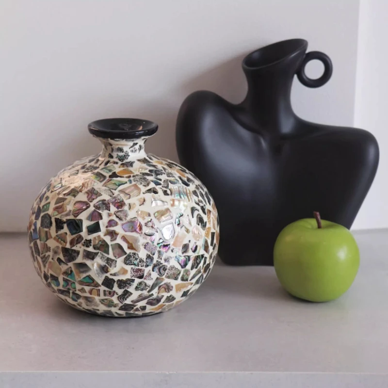 Handmade Seashell Vase for Dried Flowers Nordic Home Decor Creative Floral Arrangement Unique Table Centerpiece for Living Room
