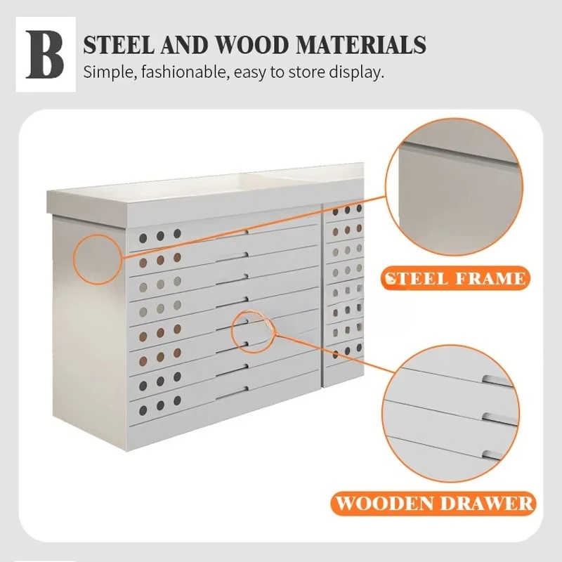 &c BoYa Newest Hot-sale Boya Display  Certified Customized Color Combination White Drawer Tiles Display Table Rack