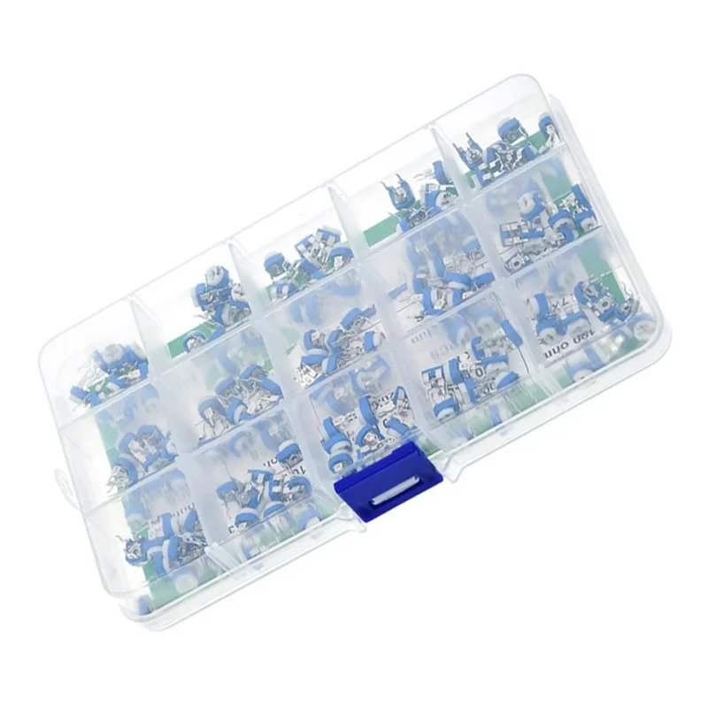 2025+ 150PCS 6mm RM065 Blue and White Adjustable Resistor Box Set 15 Kinds of Specifications