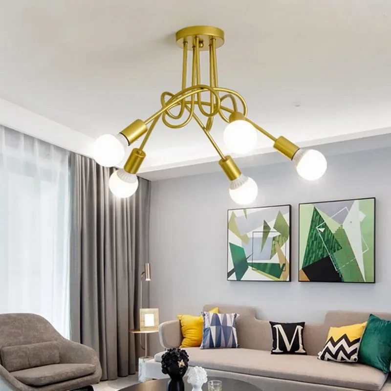 

LED Chandelier Light Fixture Hanging Light Height Adjustable Gold Black Pendant Lighting for Living Room Bedroom Farmhouse