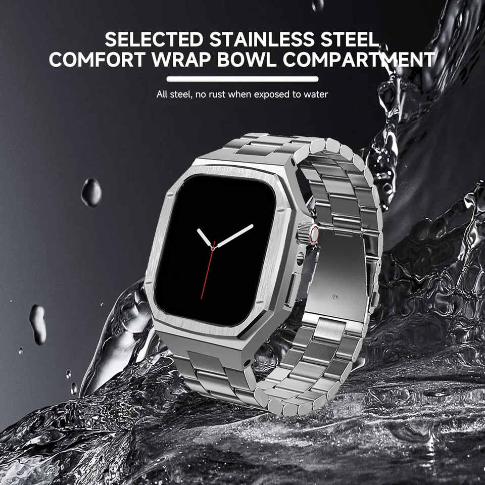 Apple Watch 11 46mm/42mm 高級メタルケース ステンレスストラップ