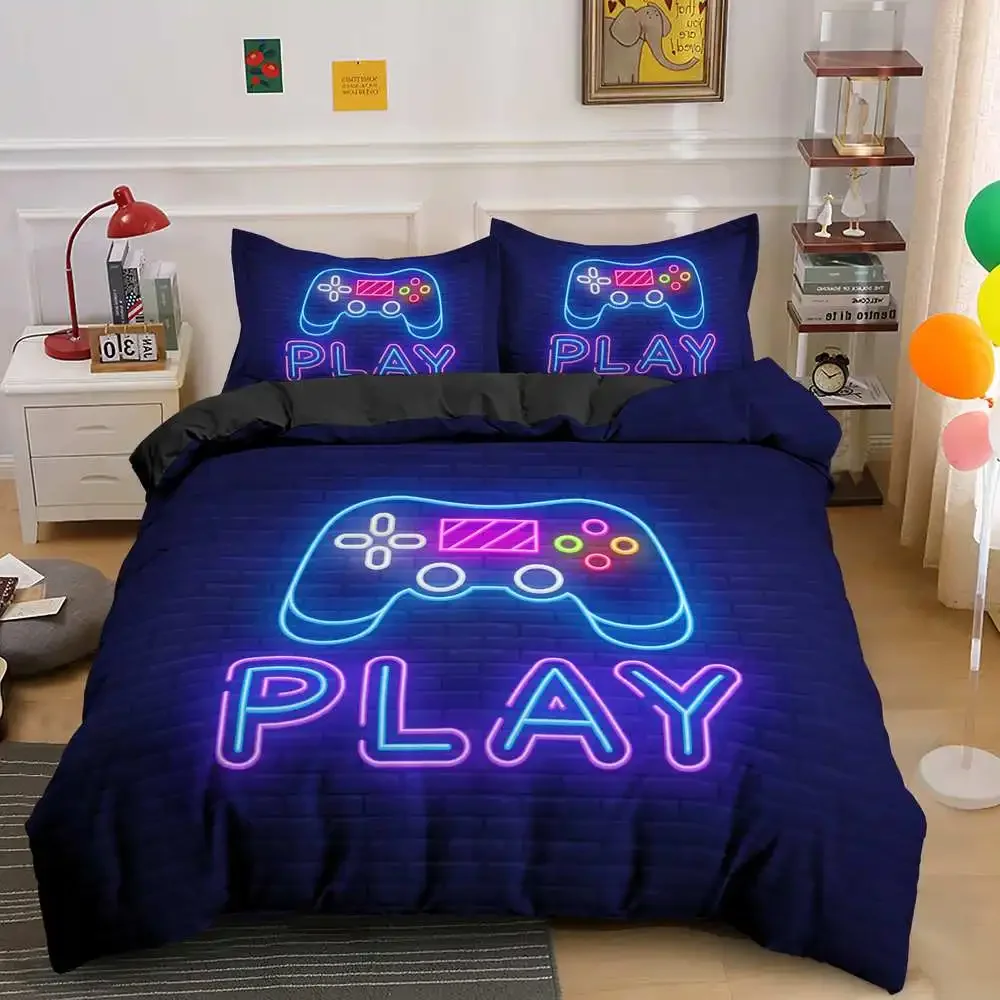 Gamepad Comforter Cover Bedding Set Teens Video Duvet Cover for Youth Kids Boys Modern Controller Bedspread