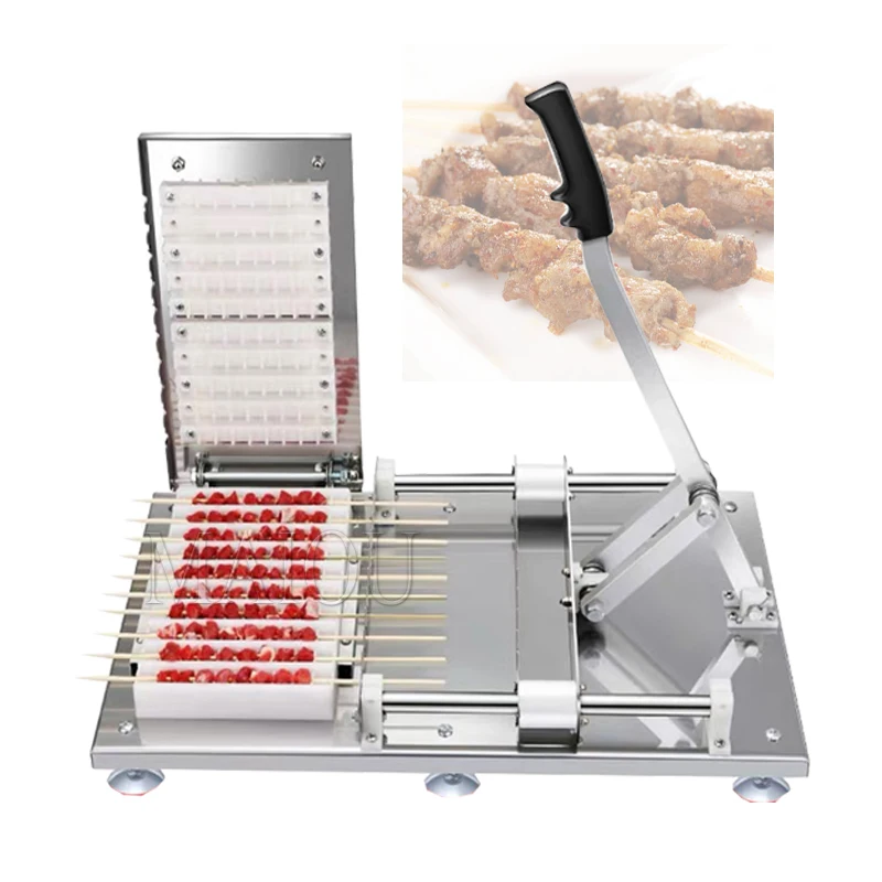 BBQ Meat Skewer Manual Satay Skewer Machine BBQ Stainless Steel Mutton Kebab Lamb Skewer Tools Kebab Meat Wear String Machine