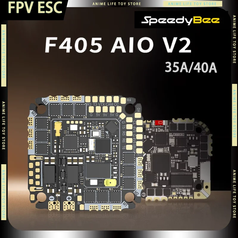 

FC SpeedyBee F405 AIO V2 35/40A FPV ESC 8Bit 25.5x25.5 3-6S ICM-42688P Integrated Model Drones Controller DIY FPV Children Gifts