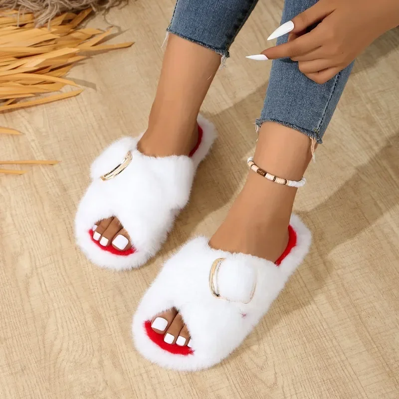 جديد الشتاء مصمم الأحذية الفاخرة النساء نِعال من الفراء في الهواء الطلق كل مباراة أحذية النساء النعال جولة رئيس فرو منك Ms النعال