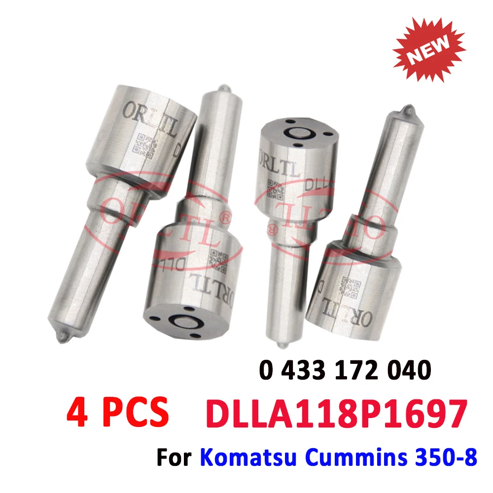 

ORLTL DLLA118P1697 4PCS Fuel Injector Nozzle 0 433 172 040 Diesel 0445120236 0445120125 For Komatsu Cummins 84346812 5263308