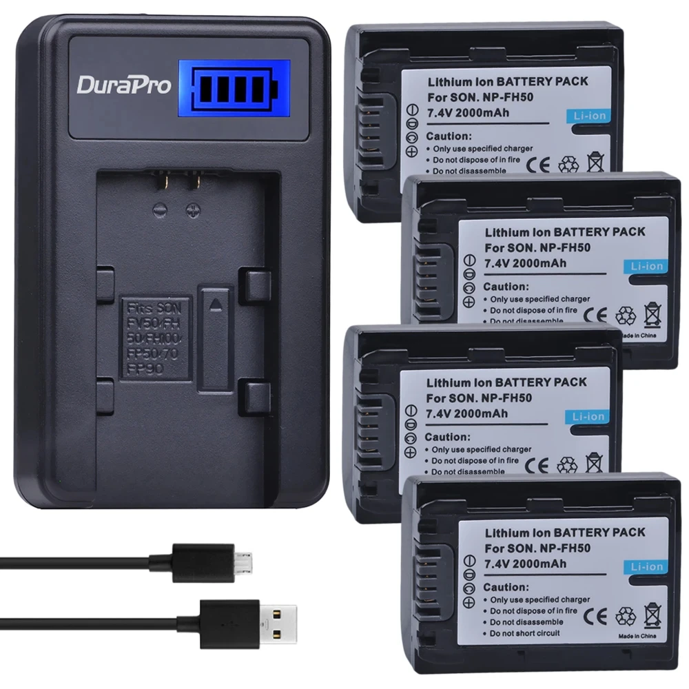 2000mAh NP-FH50 Bateria NP FH50 FH30 FH40 Bateria + Ładowarka do Sony NP-FH30 NP-FH40 NP-FH70 NP-FH100 DSC HX200 HX200V