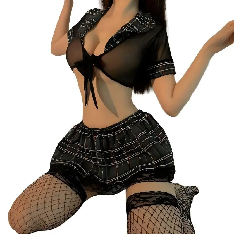 

Эротическое нижнее белье, униформа, соблазнительная студенческая форма на шнуровке, ролевая форма, комплект униформы для флирта и сексуального соблазнения