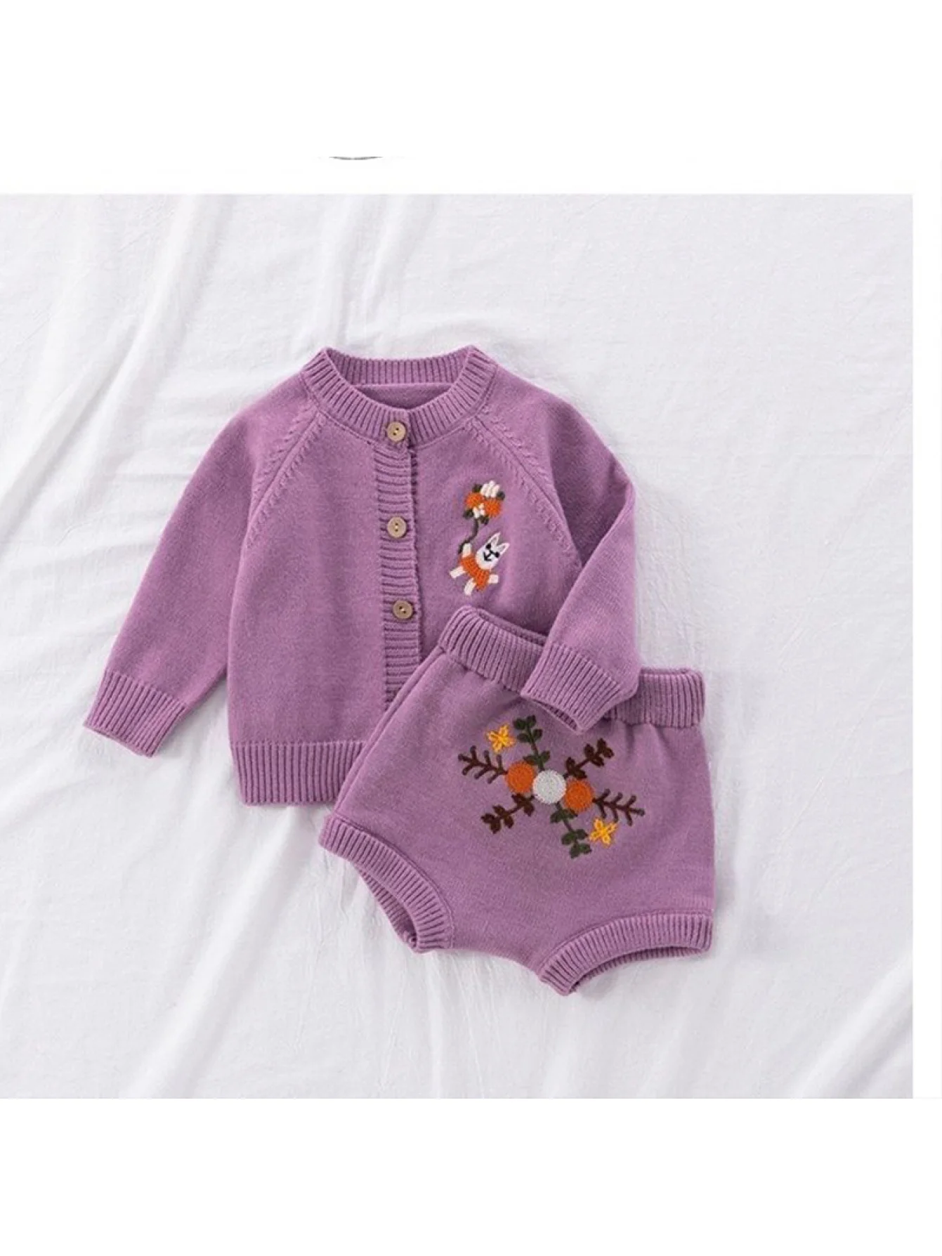 Baby Autumn and Winter New Style Little Flower Girl Pullover Knitwear Set, Cute Princess Style Two-Piece Outfit for Going Out