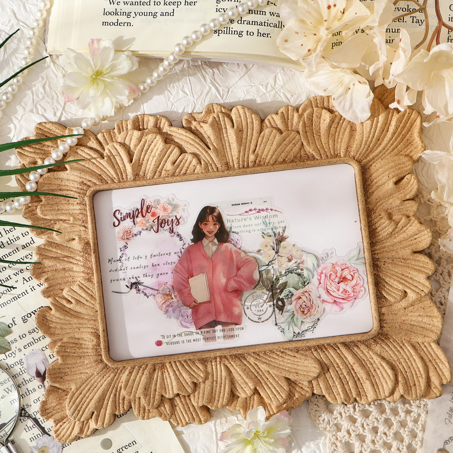 4 عبوات/مجموعة من ملصقات الزخرفية اللطيفة والجميلة من سلسلة الزهور