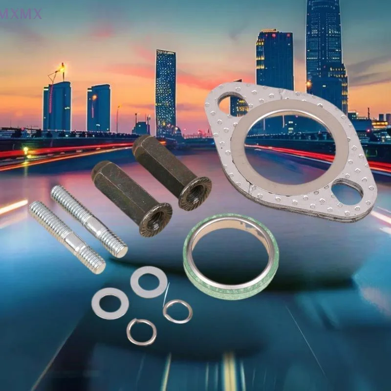 

10 шт./компл., прокладка выхлопного болта, комплект металлических шпилек, гаек, подходит для скутеров GY6 50-150cc, квадроциклов, картингов, мопедов, квадроциклов, запчастей