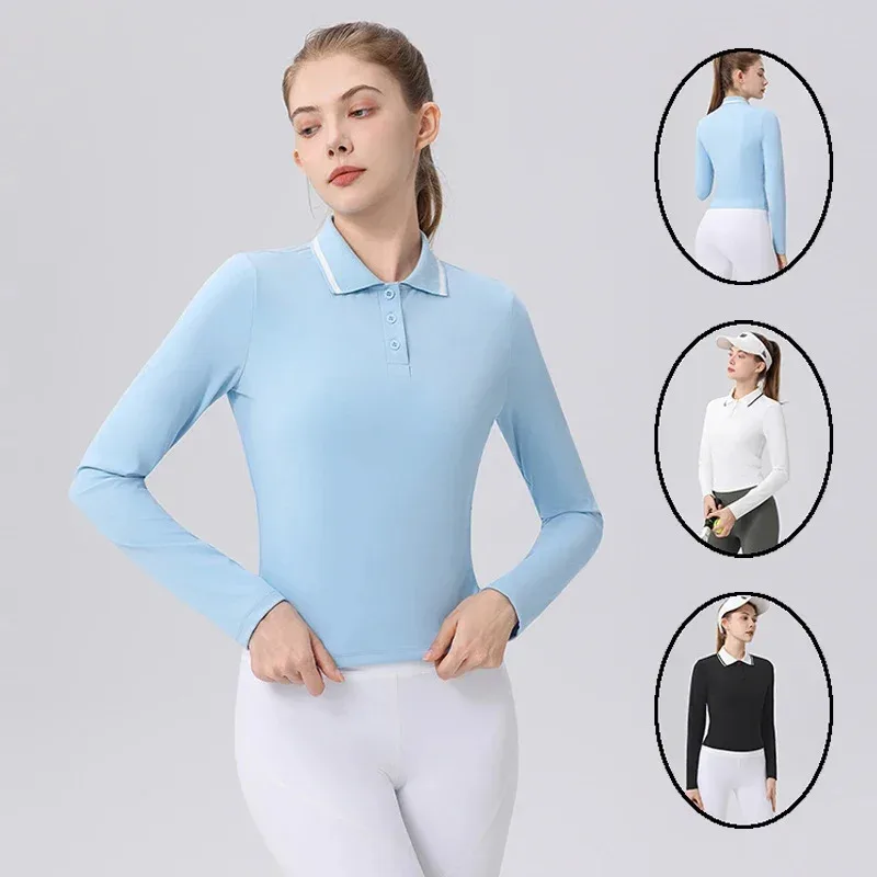 

Женская рубашка поло с длинным рукавом, дышащая рубашка для гольфа на зиму, быстросохнущая теннисная тренировочная рубашка