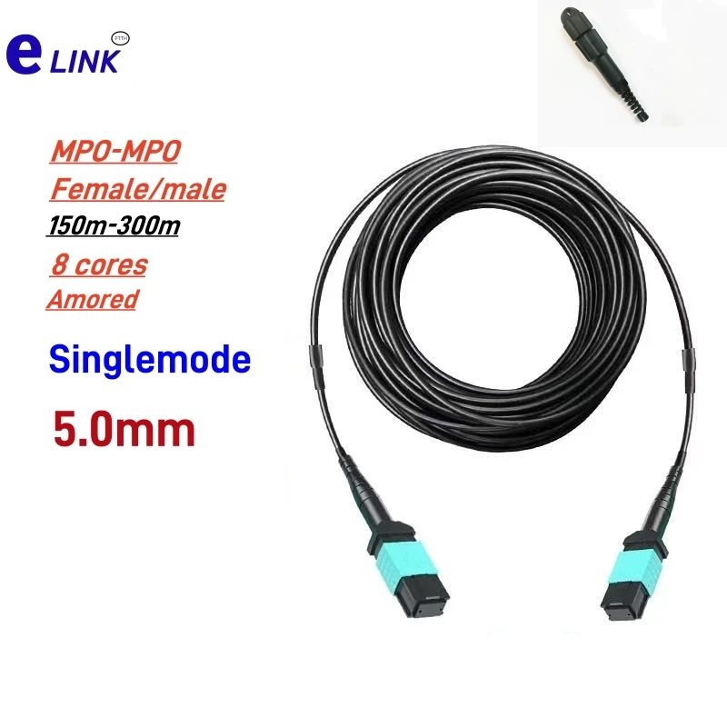 

MTP Armored patch cord 150m-300m 8 cores TPU MPO 200m 250m singlemode LSZH 8C type B SM 8 fibers optical fibre jumper outdoor