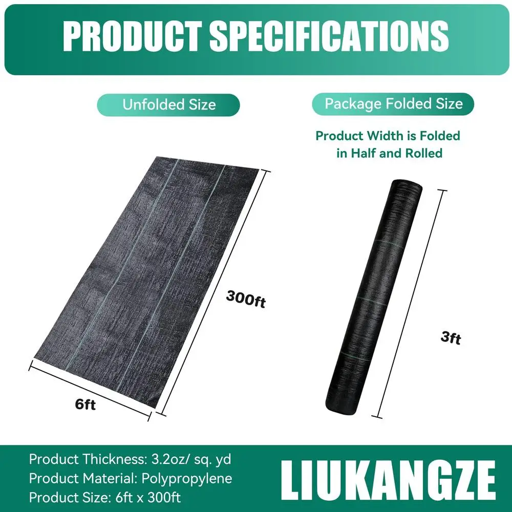 Heavy Duty Weed Barrier ภูมิทัศน์ผ้า 6FTx300FT สวน Driveway Geotextile Underlayment ดิน Superior ControlCommercial