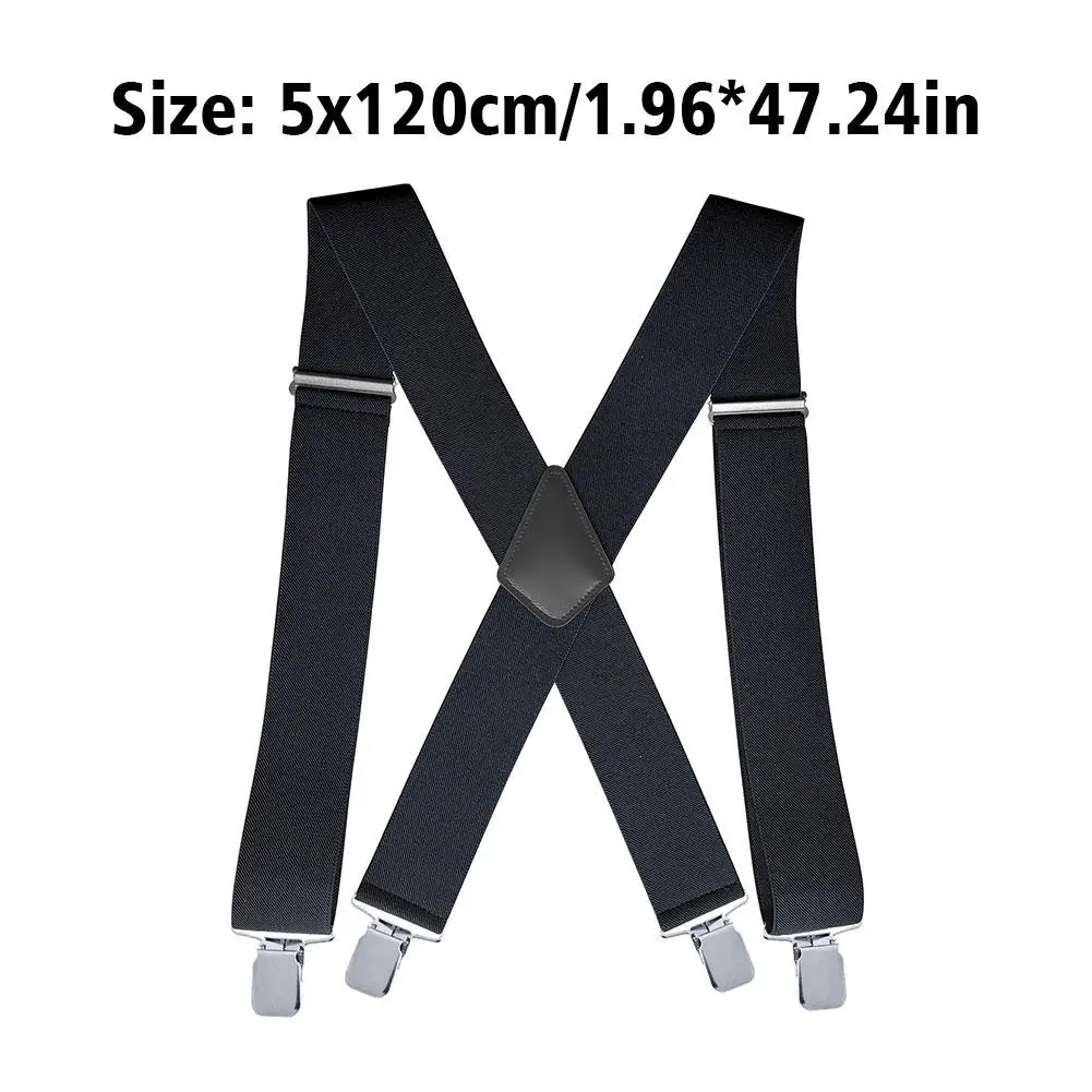 Tirantes extendidos de tres clips para hombre, 5,0 cm, cómodos para el trabajo, anchos, M8s7