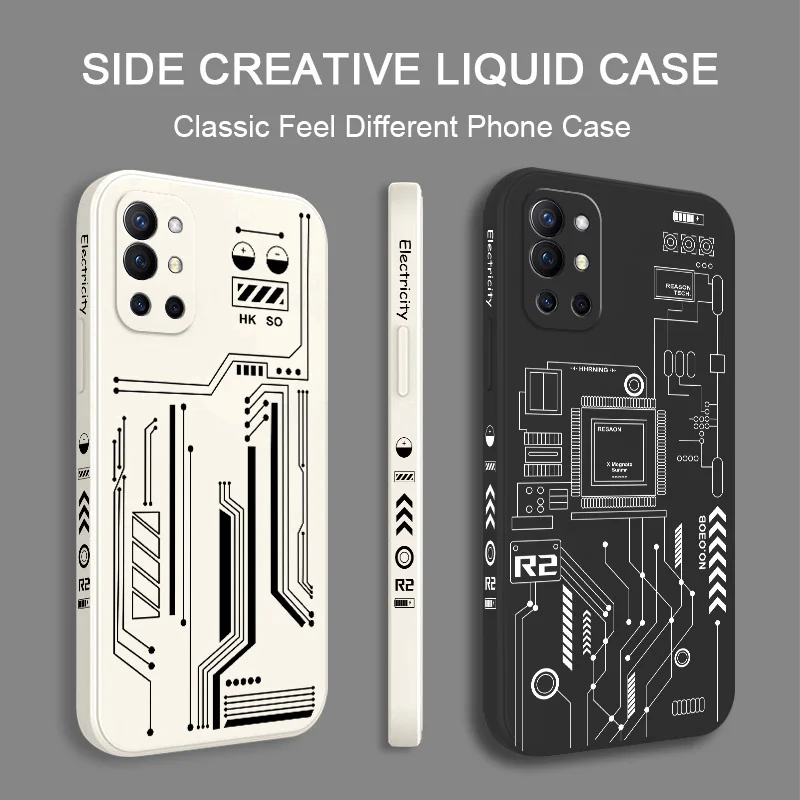 Electronic Lines Phone Case For Oneplus 10 10R 10T 9R 9RT 9 8T 8 7 7T Pro 5G Liquid Silicone Cover