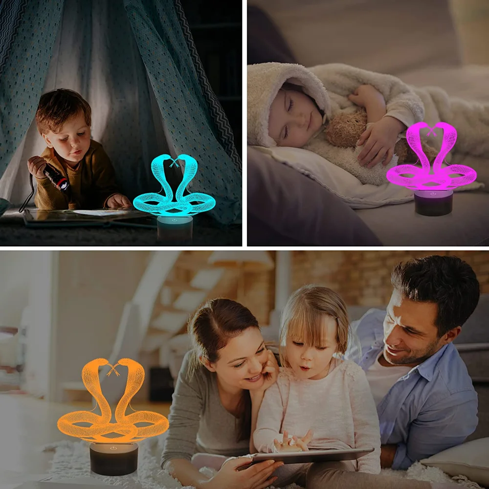 Nighdn LED Snake Night Light per bambini decorazione camera da letto 3D Illusion Lamp USB Nightlight per bambino Baby Nursery Gift