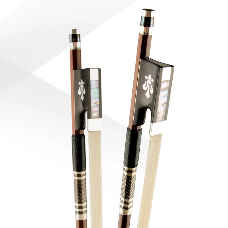 CHRISTINA Professional High-quality Pernambuco Violin Bow SG01, Inlaid Abalone Frog Round Stick Black Silk Thread Silver Winding