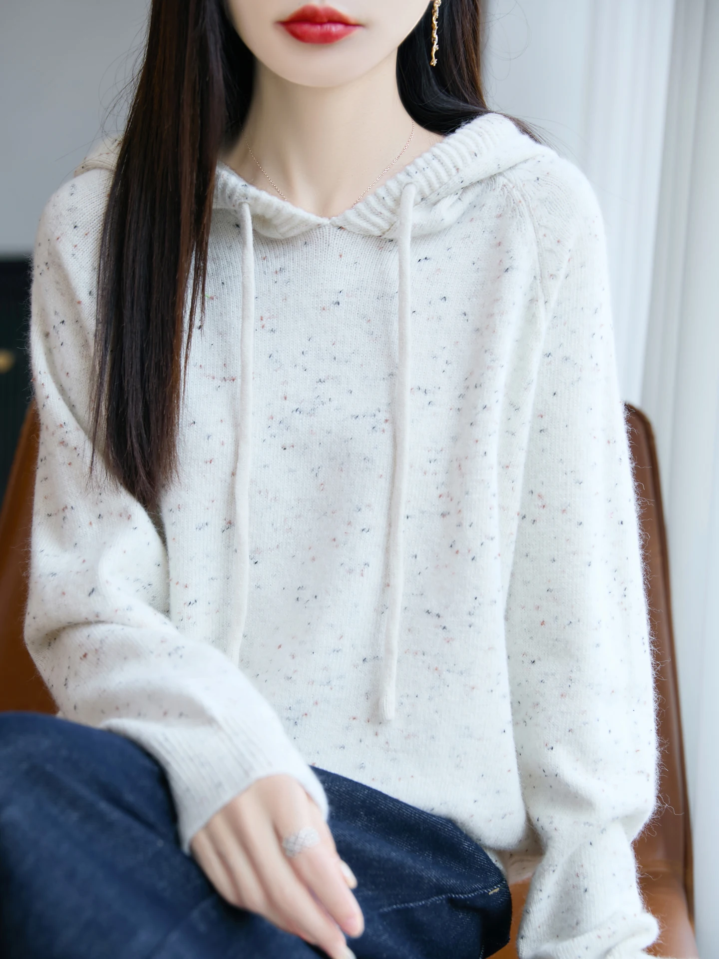 

2025 New Women's Loose Fit Hooded Knitwear Thermal Top Versatile Base Layer Autumn Winter Sweater Coat Casual Comfortable Kni...