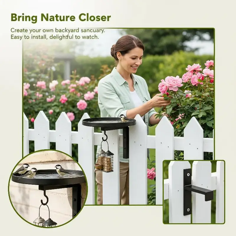 Iron Wall Bathtub Bird Feeder Hook Design Weather Resistant Easy Install for Outdoor Wall Mount Bird Feeding Supplies