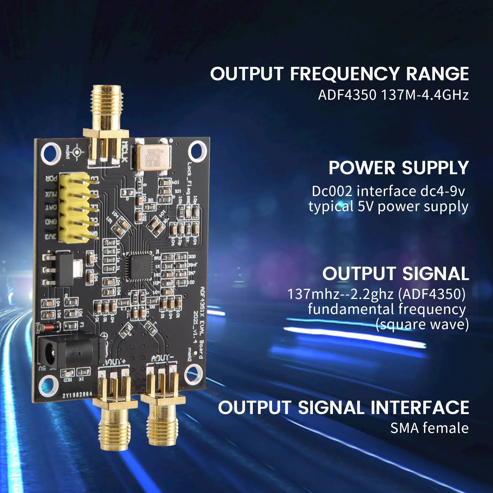 โมดูลส่งสัญญาณ RF บอร์ดพัฒนา ADF4350วงจรซินธิไซเซอร์ความถี่137MHz-4.4GHz สำหรับเครื่องขยายสัญญาณ LAN