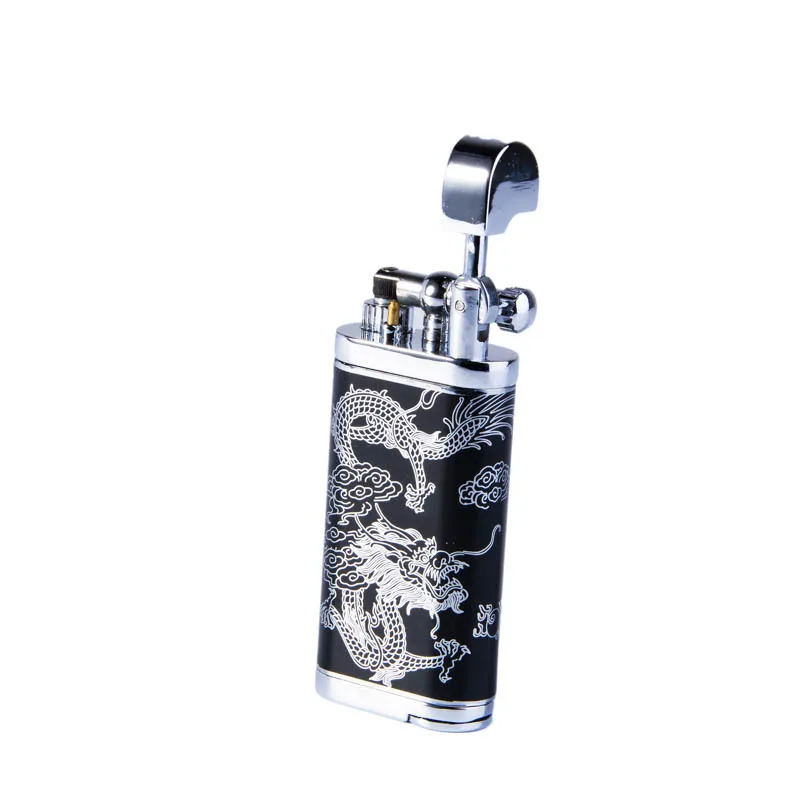 Creative Pipe Lighter Fashion Dragon Pattern Oblique Flame Lighter Refillable Butane Gas lighter