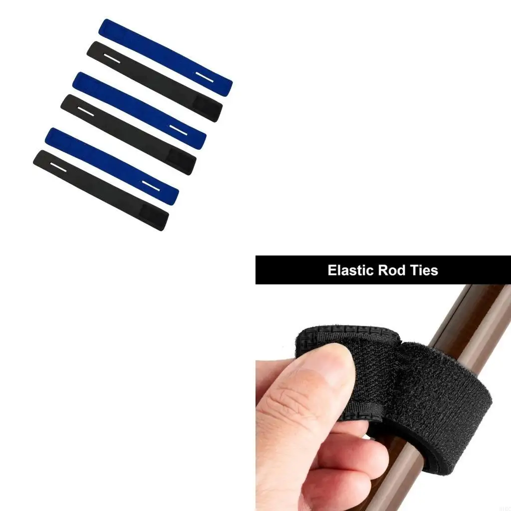 6Pcs Adjustable Tackle Holder Hook Rod Tie Slings Fishing Rod Tie Holder Strap