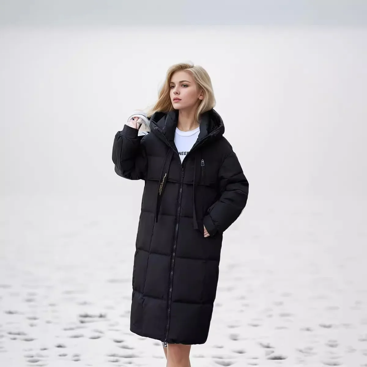 Parkas X-Long à capuche pour femmes, veste matelassurera, manteau coupe-vent, vêtements d'hiver rembourrés en coton, optique chaude