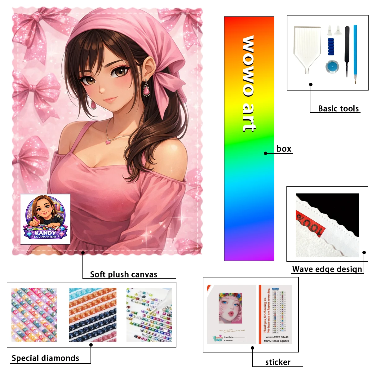 

【KANDY_ Diamond Art】Розовая девочка в платке, украшенная стразами AB и FD, идеальные стразы из смолы.