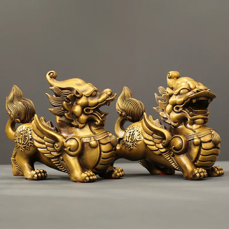 Copper good luck Pi Xiu Statue animal Pi Xiu Statue Office Home Decor Gift for Desk Ornament