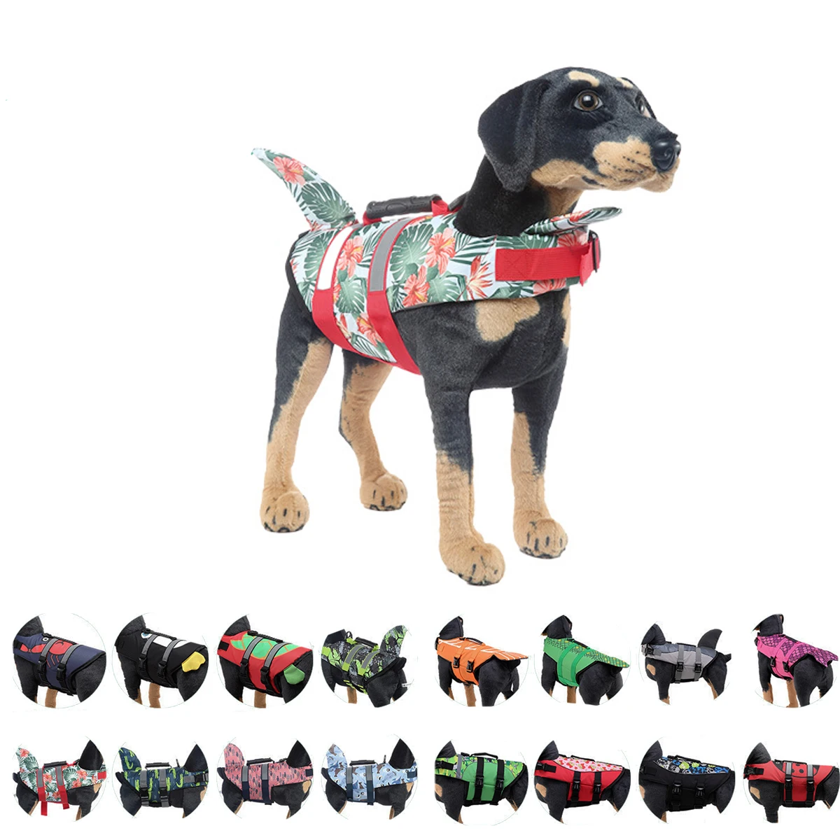 Dog Swimsuit Shark Pet Dog Life Vests Summer Pet Clothes Oxford Breathable Float Dog Life Jacket for Small Middle Large Dogs