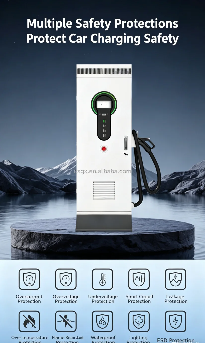 Factory electric vehicle battery DC fast charger 30kW car charging pile with GB/T 20234.2-2015 interface and AC380V input