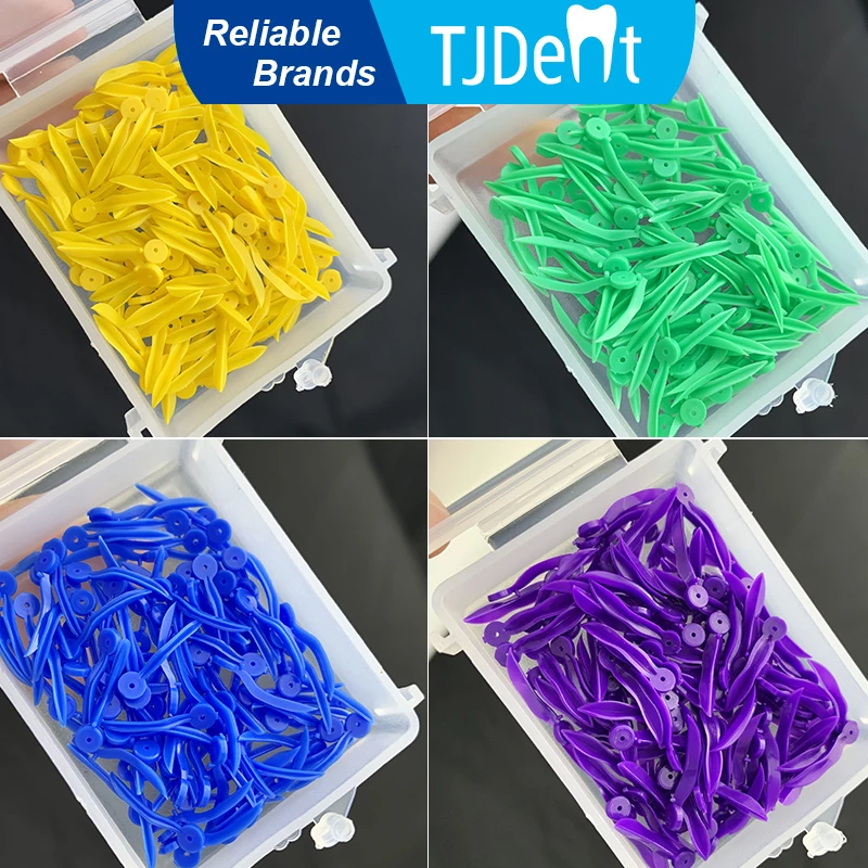 TJDent 100Pcs/Box Disposable Dental Plastic Wedge Tooth Gap with End Circular Holes Plastic Wedge Dentistry Medical Tools