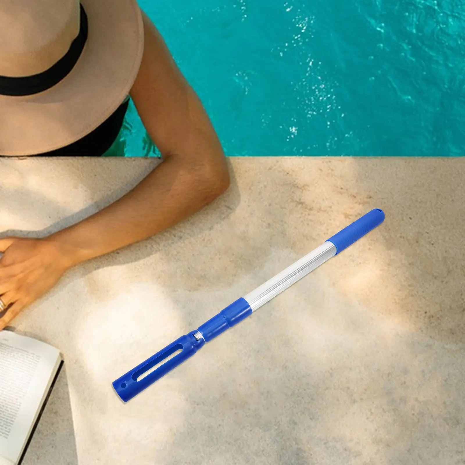 Pool Skimmer Net Pole Telescopic Extendable Aluminum Plastic Connecting Rod Stable Non-Deformable for Pool Lake Debris Scooping