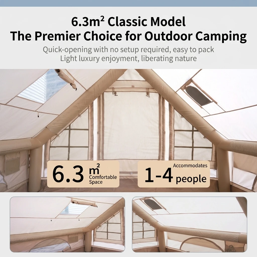 Waterproof Oxford Fabric Folding Popup Cabin 6.3 Square Meter Outdoor Inflatable Tent Air Tent For Outdoor Activities