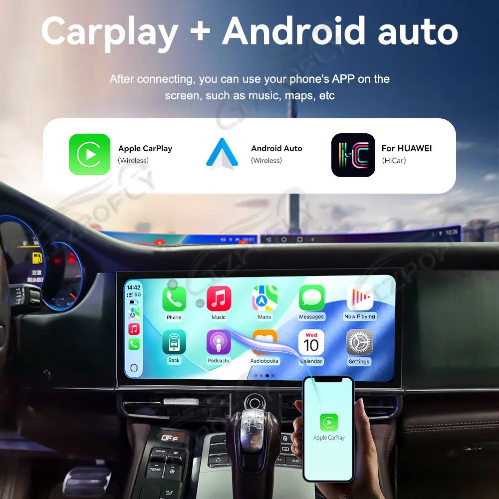 

Автомагнитола Lizpofly Upgrade 12.3 дюйма для Porsche Panamera 2010–2016 с беспроводным CarPlay и Android Auto, сенсорным экраном и GPS-навигацией