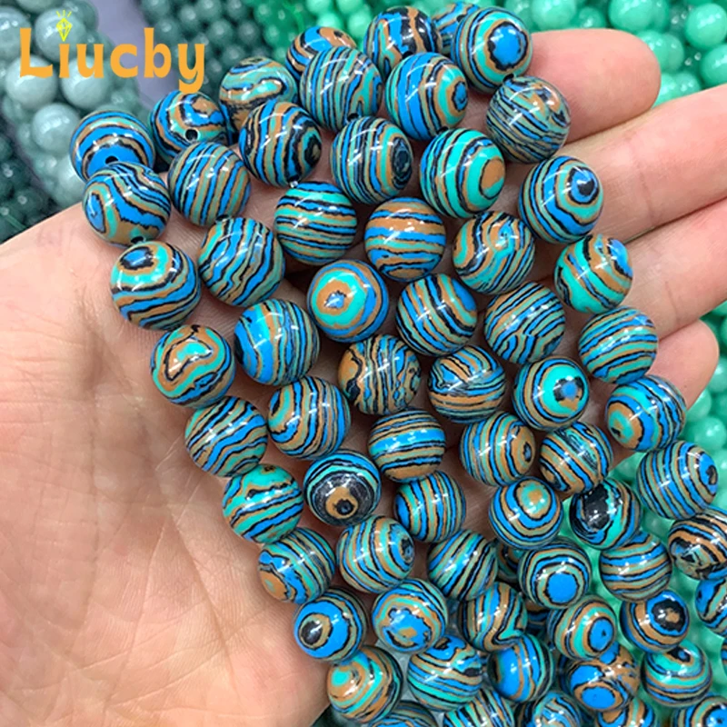 lucky Malachite Natural Stone Round Handmade beads DIY traditional Earrings Necklace 15