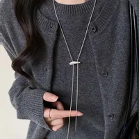Minimalist Silver Color Matte Snake Bone Chain Necklace for Women Fashion Adjustable Long Sweater Chain Luxury Neck Jewelry