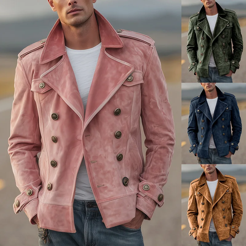 

Casual Faionable Men's Jaet Outerwear Cotton Blend Fabric Color Spor Sle Long Sve ort Length Loose Fit