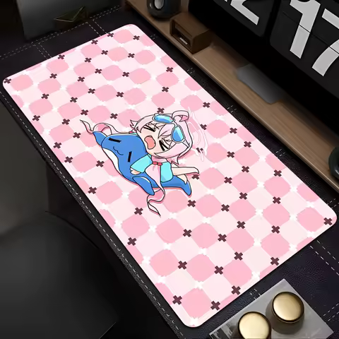 Mouse Pad Laptop Pink Check Pattern Mousepad Blue Archive Gaming Desktop Mouse Mat PC Takanashi Hoshino Anime Girl Keyboard Pad