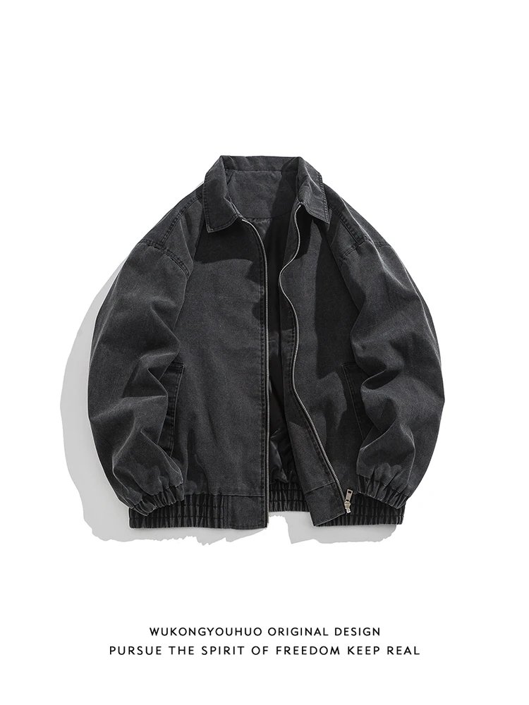 

Trendy brand American old Detroit tooling lapel jacket men's retro loose niche trendy coat