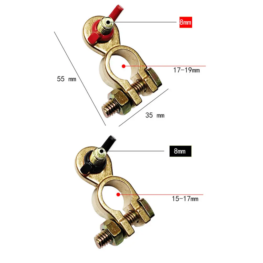 1Pair Car Battery Terminal Clamp Positive Negative Adapter Universal Battery Cable Connector Clip for Auto Wiring