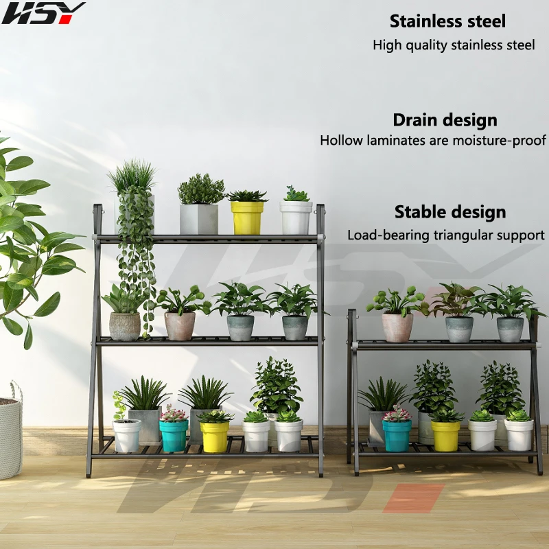 Balcony Flower Rack Stainless Steel Multi-Layer Indoor Floor-Standing Living Room Flower Rack Hanging Potted Plant Rack