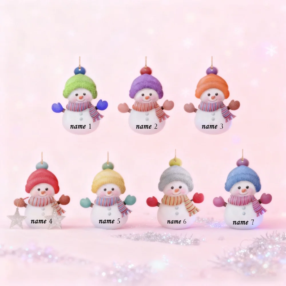 Árbol de Navidad personalizado, muñeco de nieve colorido, decoraciones navideñas, adornos para mochila, llaveros colgantes de muñeco de nieve acrílico
